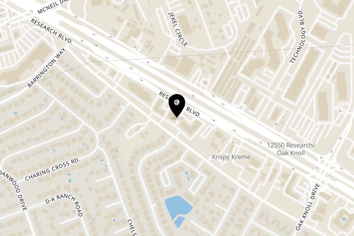 Map showing the location of Ehab Mediterranean Buffet - Austin Austin on 12636 Research Boulevard in Austin